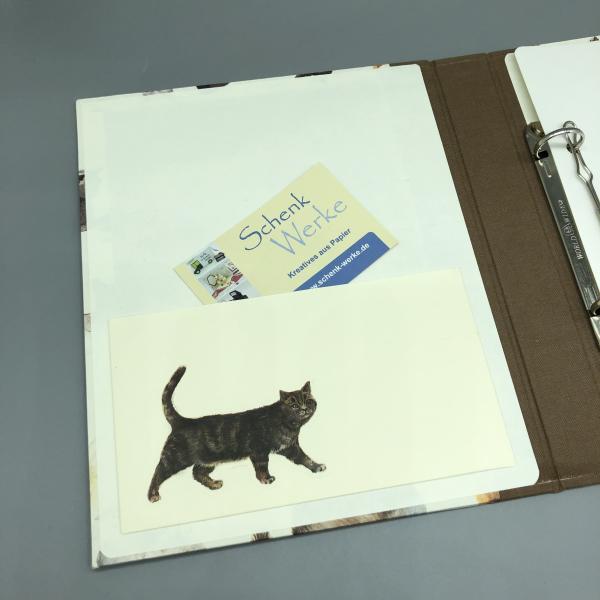 Ordner Ringbuch A5 Katze braun Steckfach